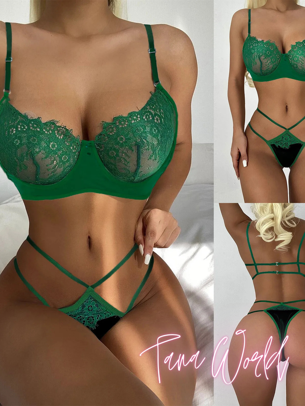 Tendre Émeraude : Ensemble 3 Pièces Sexy Tana World