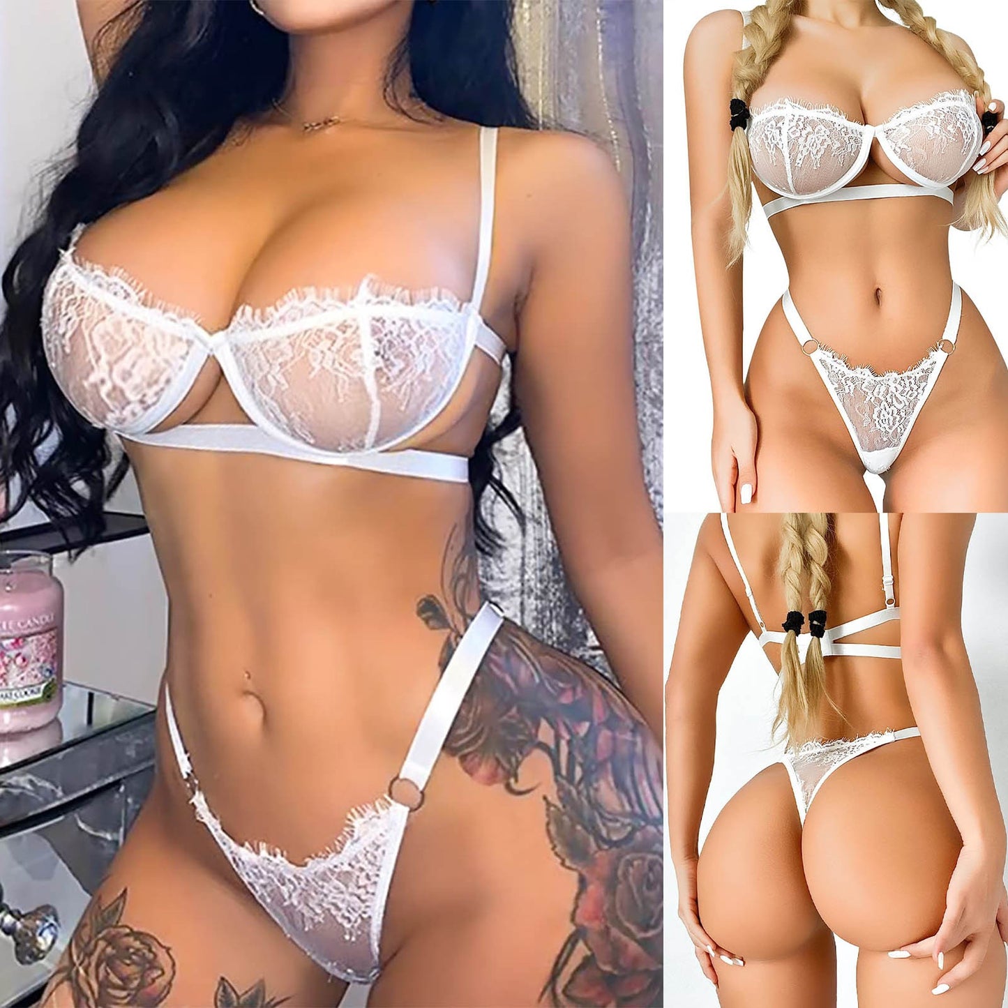 Satin Innocent : Ensemble Blanc Dentelle & Bandage